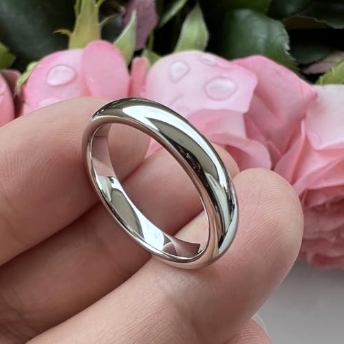 TUTISS 4mm 6mm 8mm 10mm Silver/Gold/White Tungsten Rings for Men Women Couple Fashion Jewelry Anniversary Engagement Wedding Bands Domed Polished I Love You Engraved Comfort Fit - color: 4mm White Tungsten I Love You