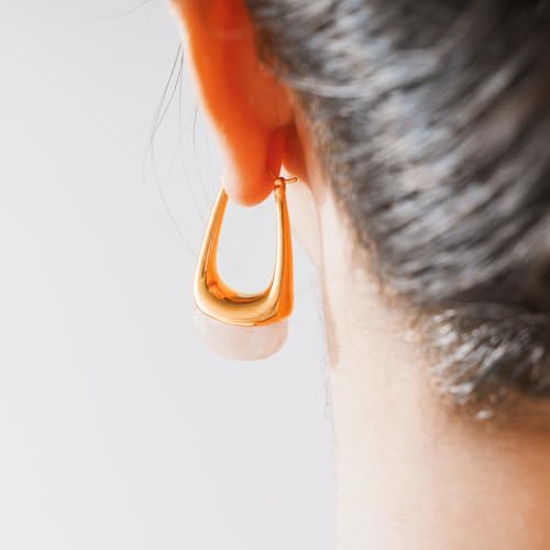 Acrylic Gold Hoop Earrings Chunky Statement Dangle Drop Huggie Earring Colorful Resin Jewelry for Women - color: Pink
