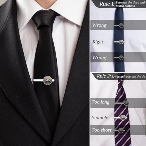 Tie Clip for Men, Tie Bar Cufflinks Set, Copper Necktie Clip And Shirt Cuff Links for Business Wedding Gift - color: Panda Picnic Lanterns