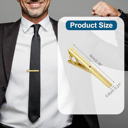 PATIKIL Tie Clip for Men, Rhinestones Necktie Bar Pinch Clips with Black Gift Box for Regular Ties Wedding Business Valentine's Day Father's Day Anniversary - color: Gold Tone(Red)