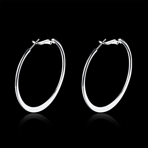 Gold Hoop Earrings,18K Gold Plated Rounded Hoops Earrings for Women - color: White-Flattened-2"