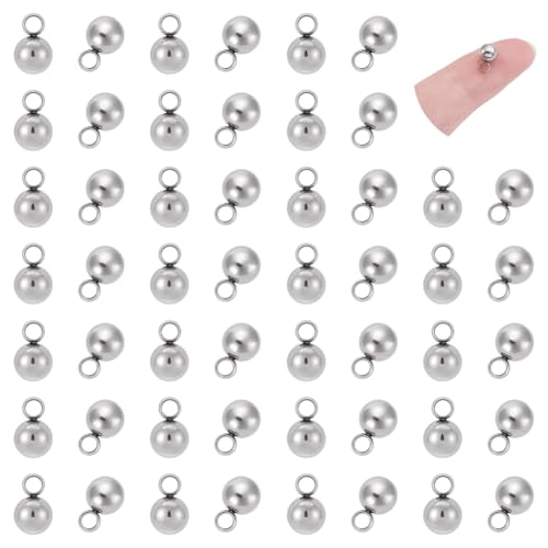 PH PandaHall 100pcs 1.5mm Stainless Steel Round Pendants Charms Pendants DIY for Women Jewelry Making and Crafting