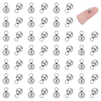 PH PandaHall 100pcs 1.5mm Stainless Steel Round Pendants Charms Pendants DIY for Women Jewelry Making and Crafting