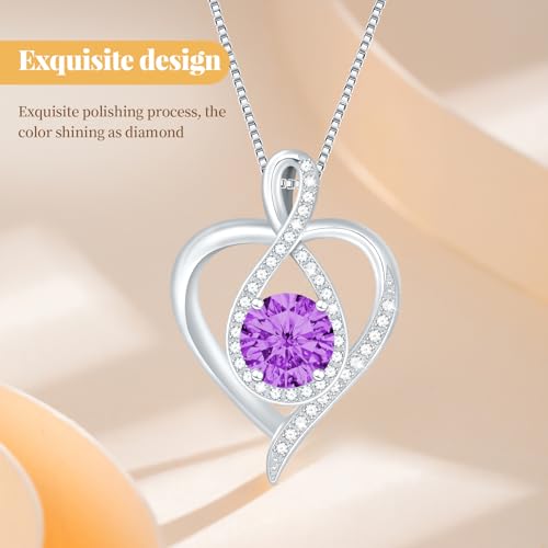 925 Sterling Silver Infinity Heart Necklace for Women, Rhodium Plated Cubic Zirconia Pendant Gift for Girlfriend Wife Mom - Anniversary Valentine's Day Birthday Present with Elegant Gift Box - color: Silver-02-Feb