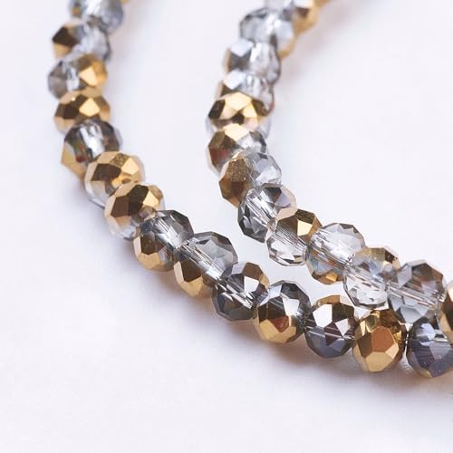 1350pcs Faceted Rondelle Glass Seed Beads 3x2mm Mini Crystal Loose Spacer Beads for DIY Friendship Bracelet Necklace Beading Craft Jewelry Making Ornament, Gold - color: Gold