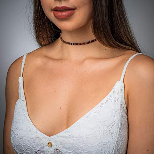 Made by Nami Boho Choker for Women and all Genders Waterproof & Adjustable Surfer Necklace Choker for Pride Parade & Hippie Festival - color: Brown