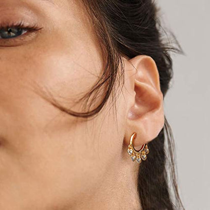 LOYATA Gold Huggie Hoop Earrings 14K Gold Plated Dainty Small Simple Hypoallergenic Jewelry Gift for Women - style: Hoop-Dot