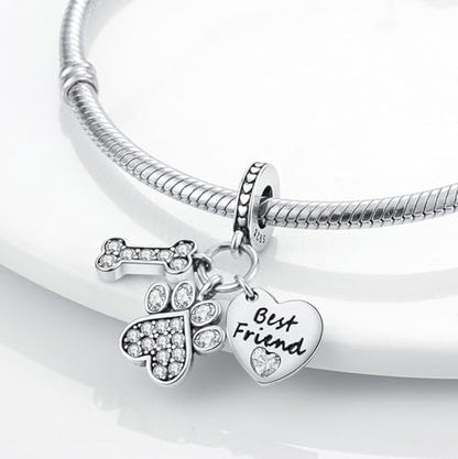 Vegas Safety Chain Sun Birthday Mom Camera Dog God Psalm Bead Pendant 925 Sterling Silver Dangle Compatible With Pandora Moments Charm Bracelet - style: Best Friend Loyal Dog Paw Puppy Bone