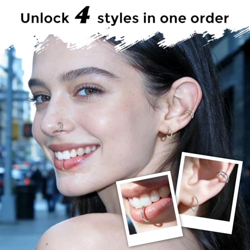 Titanium Septum Ring 5pcs, 18g Nose Rings Hoops for Women Men, Hypoallergenic Septum Rings Septum Hoop Daith Cartilage Tragus Helix Rook Piercing - color: 2 Pcs Silver, size: 18 Gauge 8mm