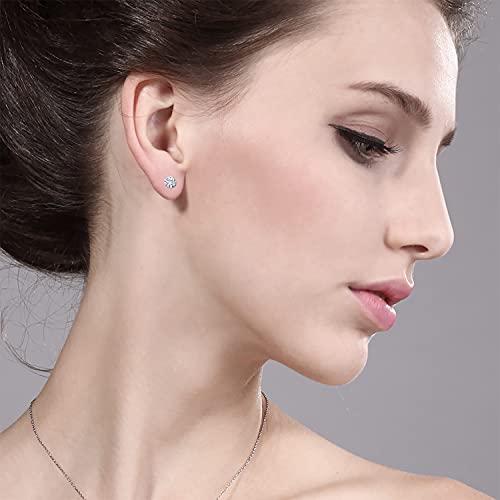 Gem Stone King 925 Sterling Silver Round 4MM Gemstone Birthstone Stud Earrings For Women Men - style: White Moissanite, April