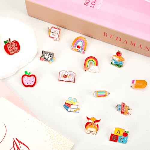 SANNIX 60Pcs Teacher Pins, Appreciation Gifts Enamel Teacher Lapel Pins Back to School Pencil Book Blackboard Pin Badge Appreciation Brooch Pins for Clothes Bags Hats Accessories, 30 Styles - style: Teacher Pins