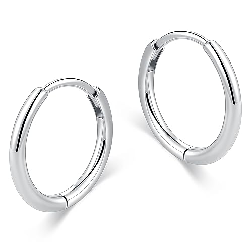 micuco Small Hoop Earrings for Women, Tiny Cartilage Hoop Earrings for Men | Helix Daith Tragus Ear Hugging Hoop Earrings Sleeper Hypoallergenic Earrings - style: B3: 6mm White Gold (1 Pair)