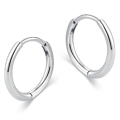micuco Small Hoop Earrings for Women, Tiny Cartilage Hoop Earrings for Men | Helix Daith Tragus Ear Hugging Hoop Earrings Sleeper Hypoallergenic Earrings - style: B3: 6mm White Gold (1 Pair)
