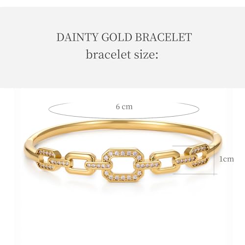 hotoo Gold Plated Bangle Bracelet for Women - style: Diamond-Set Cuban Chain Splicing