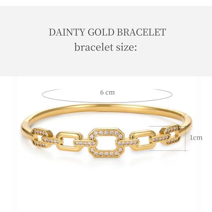 hotoo Gold Plated Bangle Bracelet for Women - style: Diamond-Set Cuban Chain Splicing