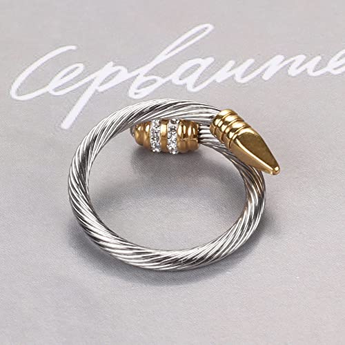 Dorriss Ring for Women Adjustable Cable Nail Rings Open Stackable Jewelry - color: B-Gold & Silver