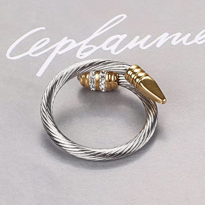 Dorriss Ring for Women Adjustable Cable Nail Rings Open Stackable Jewelry - color: B-Gold & Silver