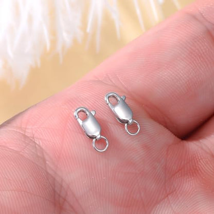 925 Sterling Silver Lobster Clasp for DIY Necklace Bracelet Jewelry Making, Double Spring Clasp with Closed Jump Rings, Necklace Extender Clasp Connector Bracelet Extension (Style 8) - style: Style 8