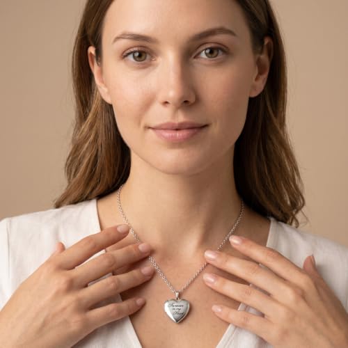 PHOCKSIN Personalized Locket Necklace for Women Photo Necklace with Customized Picture Birth Flower Birthstone Customizable Birthday Gifts - color: #03-Heart Forever In My Heart