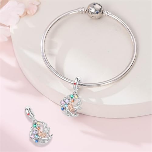 S925 Sterling Silver Cute Bead Charm for Pandora Bracelets and Necklaces | Lucky Clover Cute Animal Pink Bow Cherry Butterfly Pendant Bead Charms Jewelry Making Gifts for Women Valentines Mother's Day - style: Mother's Love Dance Charm