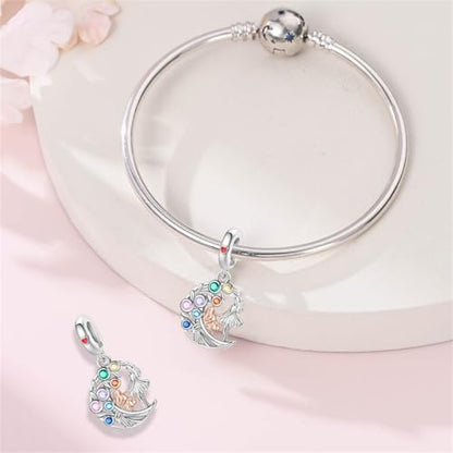 S925 Sterling Silver Cute Bead Charm for Pandora Bracelets and Necklaces | Lucky Clover Cute Animal Pink Bow Cherry Butterfly Pendant Bead Charms Jewelry Making Gifts for Women Valentines Mother's Day - style: Mother's Love Dance Charm