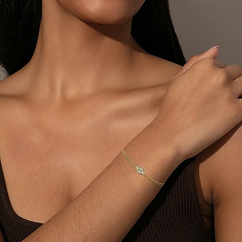 Fesciory Evil Eye Bracelet for Women, Gold Plated Adjustable Chain Jewelry | Blue Evil Eye Charm Bracelet, Lucky Amulet Symbolism, Dainty Adjustable Chain, Daily wear, Jewelry gifts - color: Gold-10