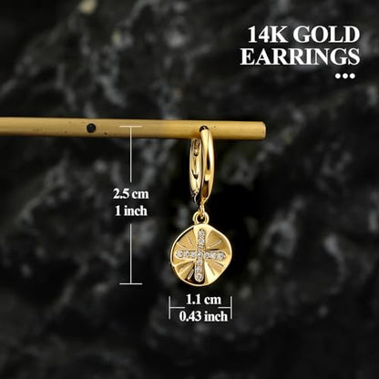 14K Gold Plated Dangle Hoop Earrings for Women | Bridal Small Dangle Gold Earrings Cubic Zirconia Huggie Drop Trendy Fashion Leopard Print Women's Jewelry - color: Gold-A