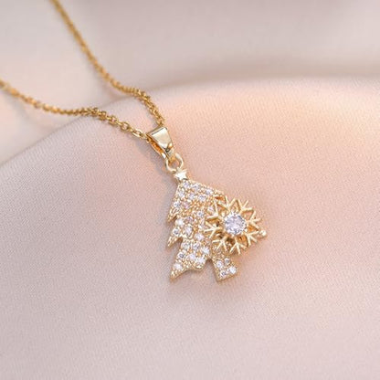 Sunflower Fidget Necklace for Women Gold Moon Necklace Rotating Heart Necklaces Spinning Crystal Flower Anxiety Necklaces Crescent Moons Jewelry Accessories - color: Gold Tree