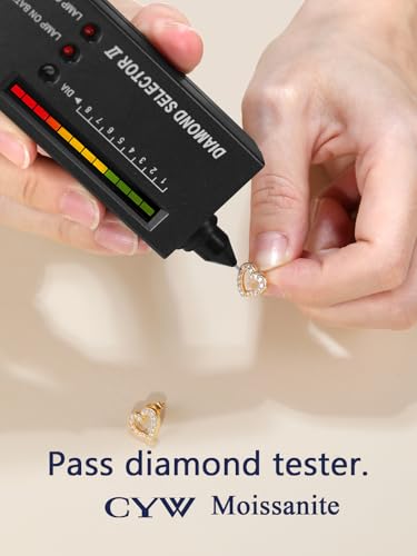 All Moissanites Sparkly Geometric Stud Earrings for Women, Solid 925 Sterling Silver with Rhodium/Gold Plated Hypoallergenic, Lightweight Comfy Earrings - color: Heart - Yellow Gold
