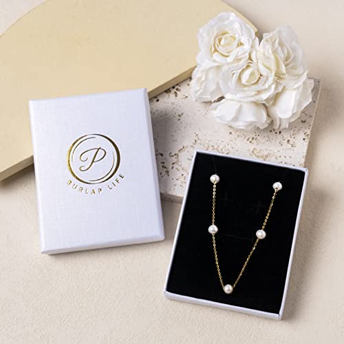 925 Sterling Silver Dainty Freshwater Cultured Pearl Choker Necklace White Genuine Real Pearl Charm Necklaces Jewelry Gifts for Her - color: Satellite Pearl-Gold 4.5-5.5mm