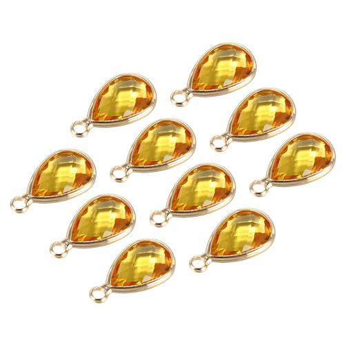 PATIKIL Birthstone Charm Beads Drop Pendant, Handmade Birthstone for Personalized Earrings Bracelet Necklace - color: Golden Tone, size: 0.63" x 0.31"
