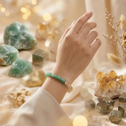 Bivei Protection Crystal Healing Bracelet | 8MM Strength Bracelet Spiritual Stretch Beaded Jewelry for Women Men Gift - color: Money Success, size: Medium 6.8-7.3 inch