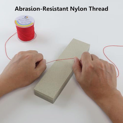 LUSTEMBER 0.8mm Nylon String, Strong Bracelet String, Durable Nylon Cord for Jewelry Making, Bracelets, Beading, Necklaces, Rattail Braiding, Kumihimo, Wind Chimes, Blinds and Handicrafts - size: Red