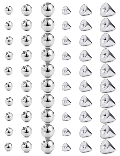 16/14g Replacement Piercing Changing Balls/Cones/Parts for Septum Tongue Bridge Eyebrow Lip Rings Medusa Labret Cheek Belly Button Cartilage Conch Helix Rook Tragus Industrial Earrings - size: 16g*3/4/5mm