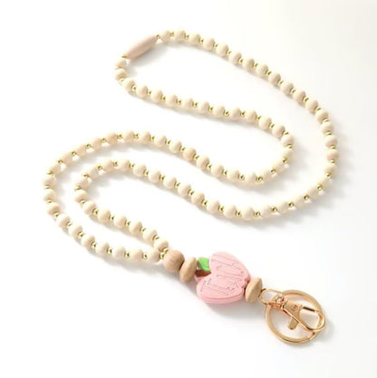 Teacher Appreciation Bracelet Gifts for Women, Stone Beaded Stretch Bracelets Set Thank You Teacher Gifts Retirement Teachers' Day Jewelry - color: Bracelet Wooden Lanyard Set