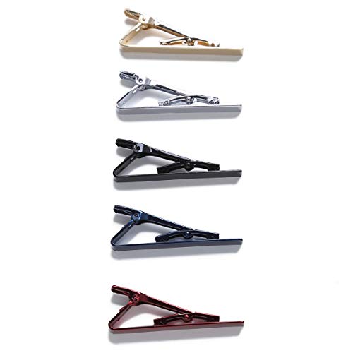 Tie Clips for men Tie Bar Clip Set for Regular Ties Necktie Wedding Business Tie Pin Clips - color: 5 Colors