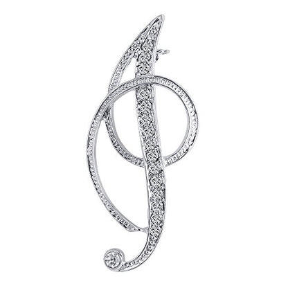 A-Z 26 Letters Pins Brooches Silver Plated Metal Broaches Pins-Clear Crystal Initial Breastpin - color: 1pcs-I