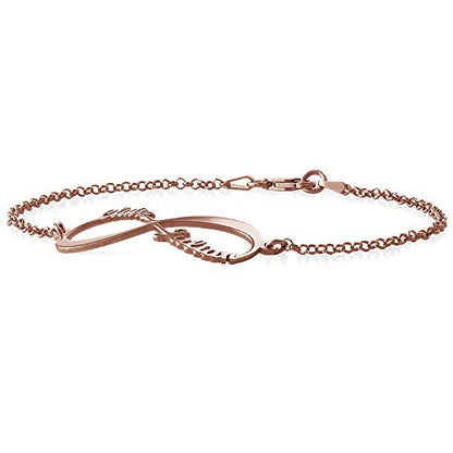 Personalized Infinity Bracelet - Choose Your Style - Sterling Silver, Solid Gold or Plated - Rolo Chain - color: 18K Rose Gold Plated Silver, size: 2 Names Bracelet