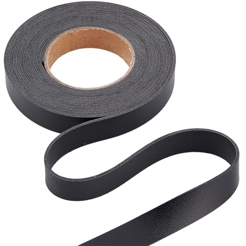 GORGECRAFT Black Leather Strings 79" Double-Sided Leather Cord 1/2" Flat Lychee Grain Leather Strips 1.7mm Thick PU Leather Strap Braided Threads for DIY Crafts Bracelet Jewelry Making - color: Black, size: 79x0.5"