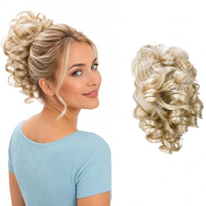 CAISHA Jumbo Hairpiece Scrunchy Updo Voluminous Curly Messy Bun Light Blonde G5L - color: light blonde #22T613 G5L