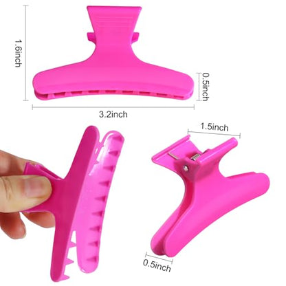 Ondder Black Hot Pink Butterfly Hair Claw Clips for Styling & Sectioning - Makeup Hair Accessories for Women & Girls - color: Black & Hot Pink