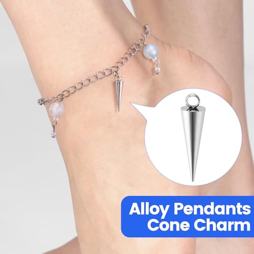 Cone Charm, Punk Style Spike Pendants with Small Hole, Glossy Gothic Dangle Cone Pendants Charm - color: Silver,Stainless Steel,50pcs,5 sizes