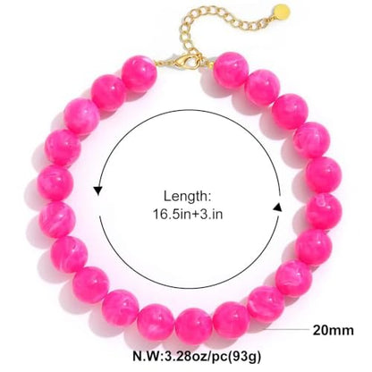 Chunky Beaded Necklace for Women, Colorful Trendy Statement Summer Jewelry Gift - color: necklace-19