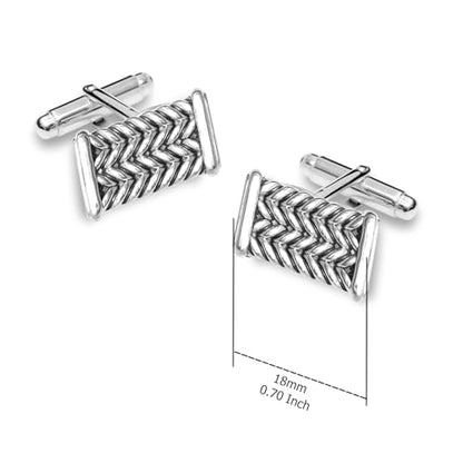 LeCalla 925 Sterling Silver Cufflinks for Men | Cubic Zirconia Square Cuff Links Gifts for Men, Husband | Shirt Cufflinks for Groom - style: Antique Chevron Cufflinks