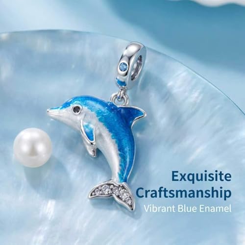 LNQOBU 925 Sterling Silver Charms Color-changing Chameleon Dangle Charm Beads Glow in the Dark Charme fits Pandora Bracelets and Necklace Jewelry Gift for Women - style: Dolphin pendant charm