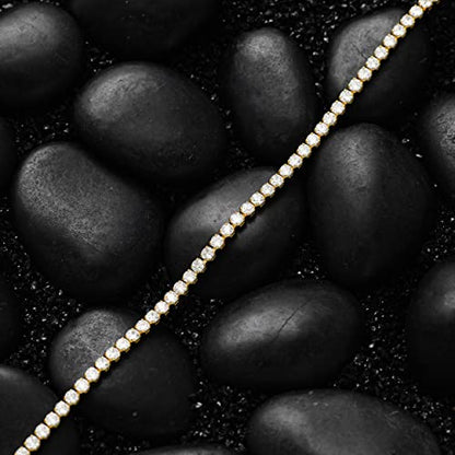 LOYATA Dainty Ankle Bracelet,14K Gold Plated Tiny Bead Anklet Dainty White Cubic Zirconia Cross Tassel Foot Chain Cute Lucky Moon Evil Eye Foot Jewelry Boho Anklets for Women - color: Tennis