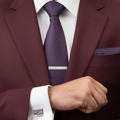 Premium Men’s Gift Tie Set Silky Necktie Pocket Squares Tie Clips Cufflinks For Men - color: Men's Style 2