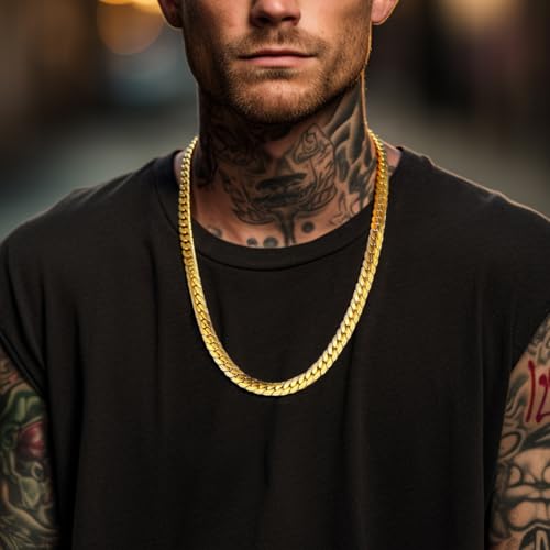 Snake Chain for Women Stainless Steel Dainty Choker Necklace Thin Layered Men Chain 8mm Width Gold/Black/Silver Plated Trendy Jewelry 18/20/22/24/26/28/30 Inch - color: 8MM-Gold Snake Chain, size: Length 26 Inches