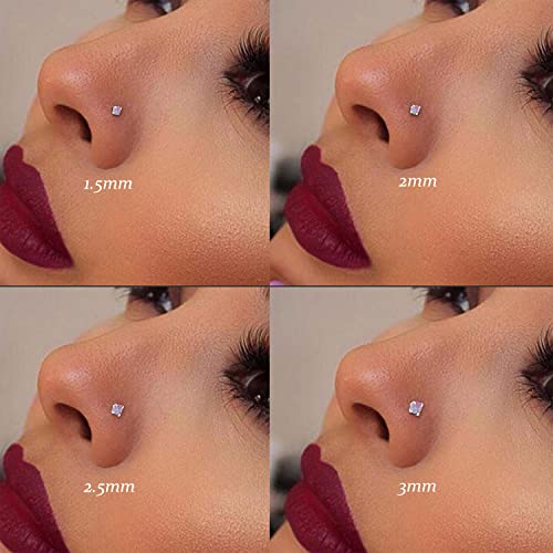 18G 20G 22G Nose Rings Studs 316L Surgical Steel Straight Screw L Shaped Nose Studs for Women Men CZ Opal Size 1.5mm 2mm 2.5mm 3mm - color: 18G-Straight-Opal/CZ 2mm