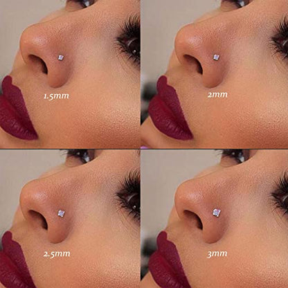 18G 20G 22G Nose Rings Studs 316L Surgical Steel Straight Screw L Shaped Nose Studs for Women Men CZ Opal Size 1.5mm 2mm 2.5mm 3mm - color: 18G-Straight-Opal/CZ 2mm